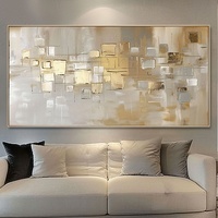 Décoration d'intérieur de luxe, œuvre d'art sur toile texturée faite à la main, nature morte, grande œuvre murale, art déco avec feuille d'or, cadre moderne en alliage d'aluminium