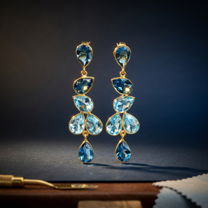 ต่างหูเงินแท้ชุบทอง 14K ดีไซน์ทันสมัยสำหรับวันครบรอบ - Product Image 3