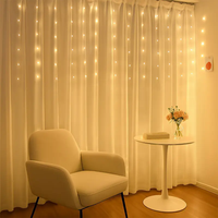 Guirlande lumineuse à LED blanc chaud 3x1M 120 LED avec prise US 110V, éclairage commercial pour rideaux de fêtes, pour extérieur, jardin, patio