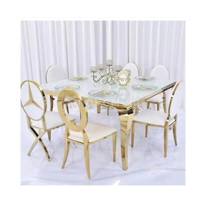 Muebles de Hotel en Oferta, Mesas y Sillas Cuadradas de Acero Inoxidable Doradas para Fiestas, Silla para Eventos y Bodas - Product Image 1
