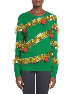 Pullover a maniche lunghe all'ingrosso <span class=keywords><strong>maglieria</strong></span> lavorata a maglia personalizzata Casual di lusso invernale Cropped top maglioni da donna lavorati a maglia maglione di natale - Product Image 5