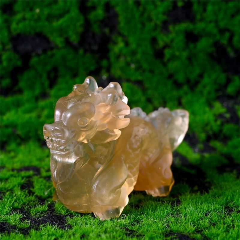Yellow Fluorite Chinese Dragon