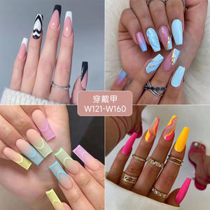 Kit de faux ongles français à couverture complète, motif léopard, en plastique, à presser, avec colle réutilisable, style salon, longs, pour <span class=keywords><strong>manucure</strong></span> artificielle - Product Image 2