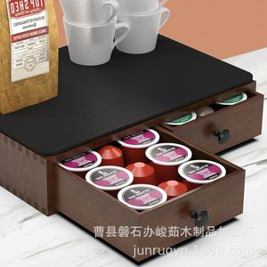 Caja de almacenamiento de cápsulas de café de madera con cajón para cafetera, organizador que ahorra espacio - Product Image 4