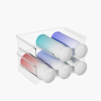 Empilable 3 Porte-Bouteilles En Plastique Boisson Vin Bouteille D'eau Organisateur De Stockage Cuisine Réfrigérateur Bacs De Rangement Clair En Gros