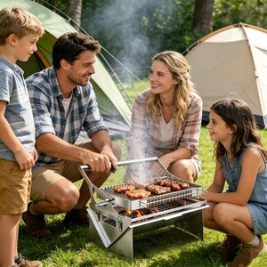 Parrilla Giratoria de Carbón para Barbacoa, para Campismo y Picnic al Aire Libre, 360 Grados °   Parrilla Giratoria de Acero Inoxidable para Barbacoa - Product Image 5