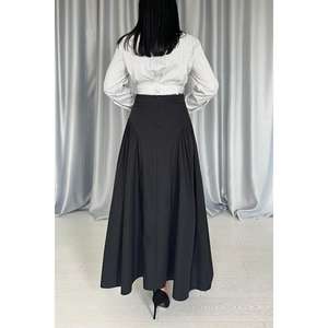Wholesale <b>Black</b> Wrap <b>Skirt</b> Gathered Sides <b>Denim</b> Cotton Chiffon Knitted XS Size PU Material Patchwork Print Plain Waisted - Product Image 1
