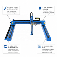 Nouveau manipulateur de portique à 3 axes en acier bleu avec rail de guidage linéaire et chaîne de traînage pour le chargement de machines, marque QG