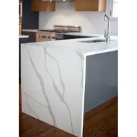 Controsoffitto in pietra di quarzo di marmo bianco calacatta ingegnerizzato da cucina
