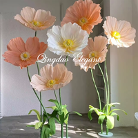 EG-WD54 Fleurs en papier géantes artificielles personnalisées, blanches, violettes et roses, debout, pour la décoration de fête de bébé