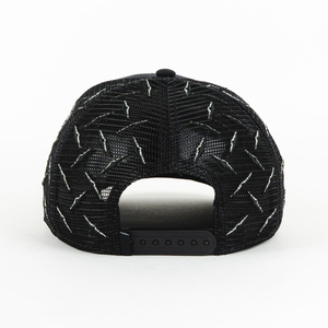 Gorra Deportiva Formal Vintage Negra con Malla y Estampado Inflado, Ajustable, de 5 Paneles, con Pedrería, para Unisex, Venta al Por Mayor - Product Image 4