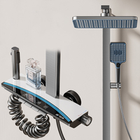Douche moderne avec affichage numérique, noir, pluie douce, eau chaude et froide, pour villa, salle de bain, robinet de baignoire, ensemble de douche