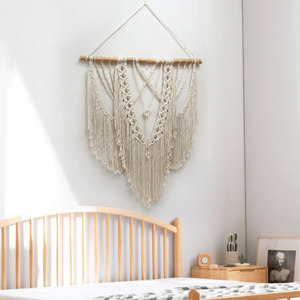 <span class=keywords><strong>Tapisserie</strong></span> murale bohème en macramé 120x140 cm pour chambre à coucher, salon ou hôtel - Product Image 4