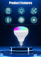 Ampoule LED E27 RGB sans fil avec télécommande, haut-parleur musical intégré, colorée et à intensité variable, pour la décoration de la maison et des fêtes