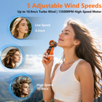 Mini ventilateur turbo haute vitesse 13500 tr/min, ventilateur portable rechargeable 1800 mAh, fort débit d'air, ventilateur à suspendre pour les voyages et le camping