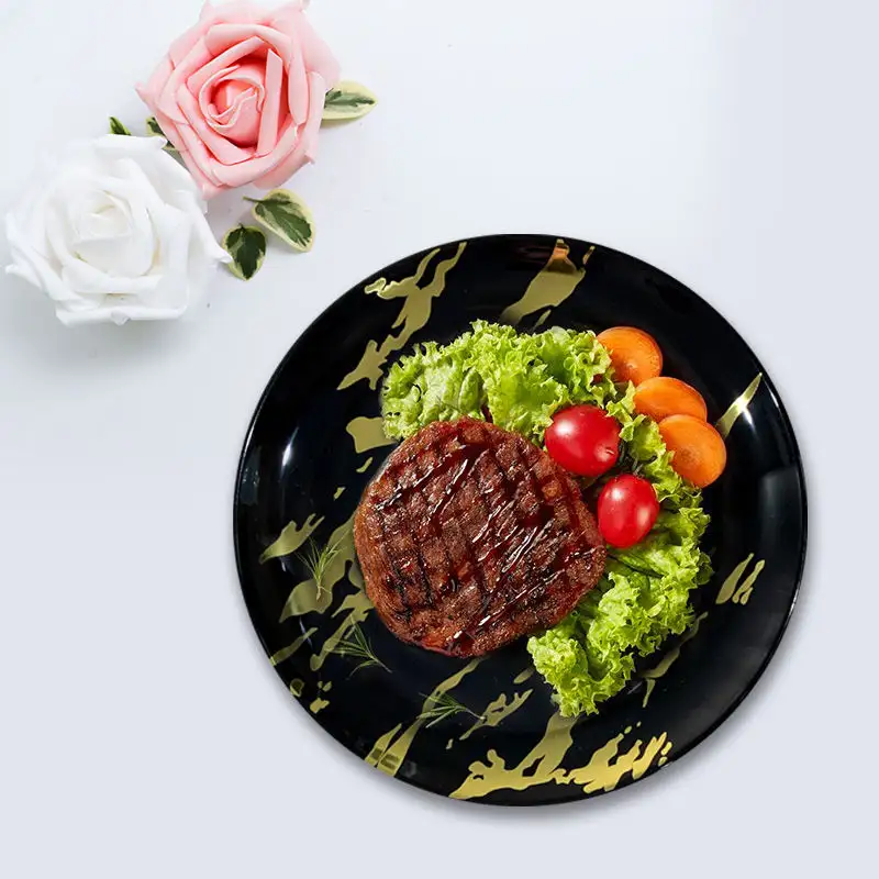 7,5 Zoll Marmor-Design Kunststoff schwerlast rund Rosa-Gold- und Silberdruck eleganter Salattenteller
