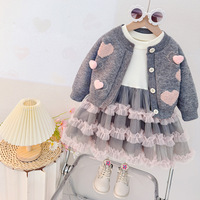 Ensemble deux pièces pour filles, robe bébé décontractée respirante, nouvelle collection automne 2025, pull cardigan élégant