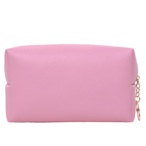 Large Capacity Minimalist <b>Makeup</b> Bag Light Pink Zipper Closure Portable Cosmetic <b>Case</b> For Women Everyday Use - Product Image 1