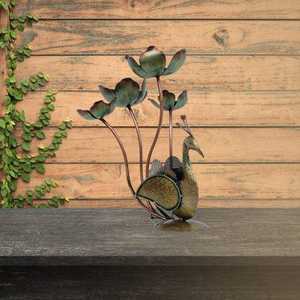 Decorative Lotus <b>Tealight</b> <b>Holder</b> with Duck Design Metal Candle <b>Holder</b> for Diwali Puja Home Interior Decoration - Product Image 1