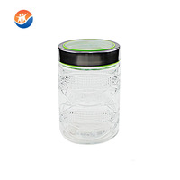 BROTHER GJ02YZEB Pot de rangement pour thé et café en verre transparent avec couvercle en métal transparent en plastique