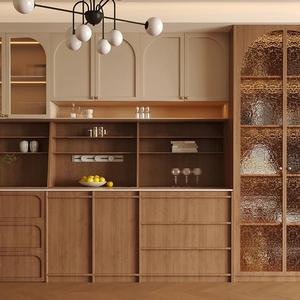 Gabinetes de Cocina Modulares Modernos Personalizados, Aparador Integrado de Pared, Madera Maciza con Acabado Lacado, Ecológico, Listo para Instalar el Fregadero - Product Image 3