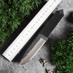 Couteau tactique de survie à lame fixe pleine longueur pour l'extérieur, acier 5cr13, lame droite forgée, manche en paracorde, étui en cuir noir, 18 cm - Product Image 3