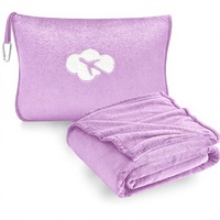 Manta de Viaje de Poliéster Suave y Ligera de Primera Calidad, Almohada 2 en 1, Funda de Almohada para Avión, Funda Compacta para Equipaje de Mano