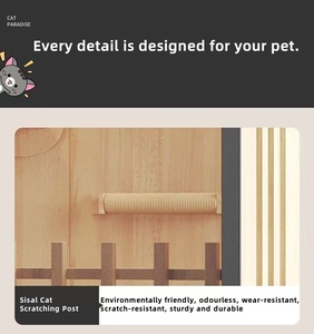 Villa de Lujo para Gatos de Interior Recién Llegada, Recinto Grande de <span class=keywords><strong>Madera</strong></span> Maciza para Gatos con Ruedas para Uso en Interiores - Product Image 4