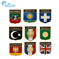 En gros, Pin's de revers en émail avec drapeaux et cartes du Kenya, de la France, du Brésil, d'Allemagne, de la Suisse, de la Turquie, de l'Angleterre, d'Haïti, et badges en émail avec logo personnalisé