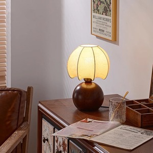 Lampe de table en bois massif E27 LED, protection des yeux, chambre à coucher, salon, bureau, éclairage d'ambiance, style Wabi Sabi - Product Image 4