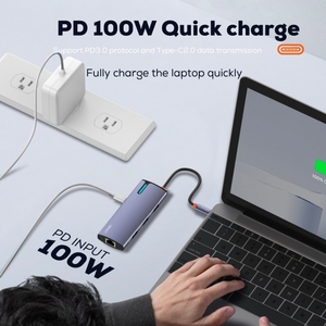 LDNIO DS-16U便携式6合1扩展坞<span class=keywords><strong>USB</strong></span> C集线器，带4K RJ45 100M 1000Mb <span class=keywords><strong>USB</strong></span>-C 3.0 2.0 PD端口，适用于笔记本电脑Mac - Product Image 2