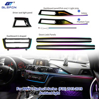 Pour BMW F30 / F32 2013-2019, kit d'éclairage ambiant intérieur de voiture Glefon 64 couleurs, commande par application, 12V 3-5W, plug and play, lampe d'ambiance