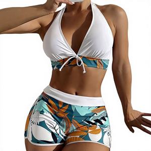 Ensemble <span class=keywords><strong>de</strong></span> bikini imprimé pour femmes, <span class=keywords><strong>maillot</strong></span> <span class=keywords><strong>de</strong></span> <span class=keywords><strong>bain</strong></span> 2 pièces, <span class=keywords><strong>maillot</strong></span> <span class=keywords><strong>de</strong></span> <span class=keywords><strong>bain</strong></span> <span class=keywords><strong>taille</strong></span> <span class=keywords><strong>haute</strong></span> avec short - Product Image 1