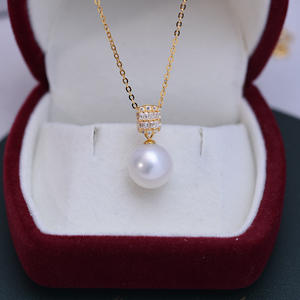 Collar con Colgante de Perla Redonda de Agua Dulce Blanca de 11-12 mm, Estilo Edison, Luz Intensa con Pequeños Defectos, Collar de Plata S925 - Product Image 1