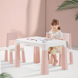 طاولة للقراءة واللعب بتصميم جديد للبيع بالجملة طاولة بلاستيكية وأثاث للأطفال من مجموعة الكراسي طاولة دراسة حديثة للأطفال من 1-8 سنوات