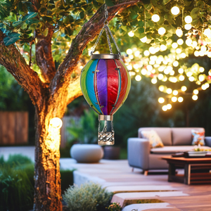 Bunte Regenbogen-Glas-Heißluftballon-Solar-LED-Laterne mit IP65-Schutzklasse für Gartendekoration - Product Image 4