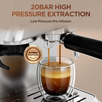 Cafetera Espresso Todo en Uno de Acero Inoxidable, Semiautomática, con Pantalla Táctil Inteligente, 20 Bares, con Sistema de Agua Caliente para Uso Doméstico y Hotelero