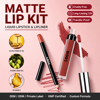 Kit Lèvres 3-en-1 Végétalien et Minéral à Marque Blanche : Rouge à Lèvres Mat Velours Waterproof, Crayon à Lèvres et Gloss Liquide Personnalisable