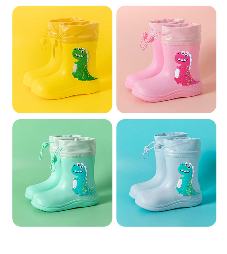 Children's Rubber Boots Unisex Dinosaur Rain Boots For Kids Anti Slip Soft Water Shoes