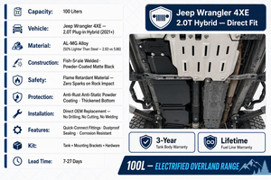 Tanque de Gasolina Extendido de 100L para <span class=keywords><strong>Wrangler</strong></span> 4xe Híbrido, Kit de Instalación OEM con Sifón de Al-Mg, Placa Lateral de 3mm, Overland 4x4, Silent Trail Expedition - Product Image 4