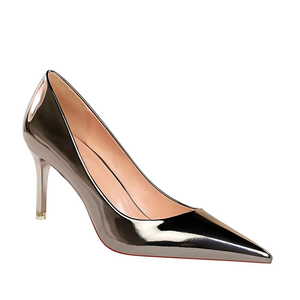 Tacones de aguja con punta en color bronce para <span class=keywords><strong>mujer</strong></span>, Nueva Colección 2026, <span class=keywords><strong>Zapatos</strong></span> de tacón sin cordones con suela roja sexy, Estilo Diosa - Product Image 1