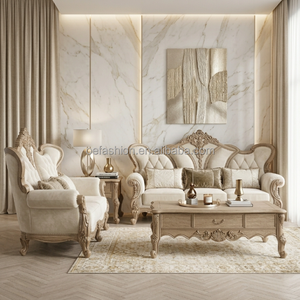 FF&E personnalisés |   Ensemble de canapés en cuir capitonné en bois massif sculpté à la main |   Histoire traditionnelle |   Projet Villa & Salon VIP |   Prêt pour l'ISPM-15 - Product Image 6