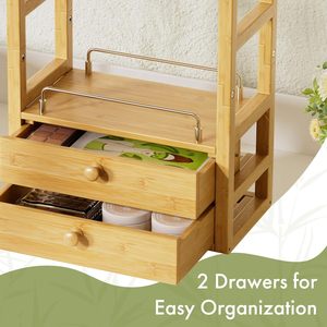 Bamboo <b>Storage</b> Rack 4 Layers With <b>Drawers</b> Multi Tier Kitchen Organizer Desktop Condiment Holder Rectangle Standing Type - Product Image 3