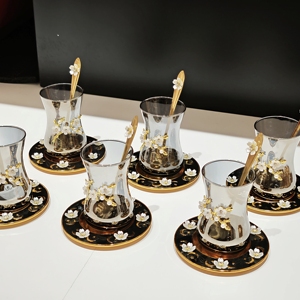 Ensemble de <span class=keywords><strong>tasses</strong></span> à espresso <span class=keywords><strong>transparentes</strong></span> de qualité supérieure 2026, résistantes à la chaleur, en verre, avec soucoupes, pour le café et le thé - Product Image 2