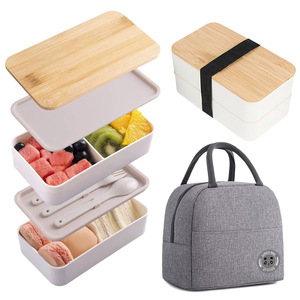 Japanese-style Camping Lunch Box Frame Insulation Double-layer Large-capacity <strong>Microwave</strong> Plastic Fresh-keeping Bento Box <strong>Set</strong> - Product Image 6