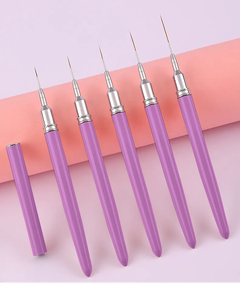 Популярный новый цветной фиолетовый ручной тонкий лайнер набор кистей для ногтей набор кистей для дизайна ногтей с логотипом