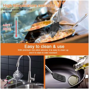 Spatule de cuisine en silicone solide et durable, résistante à la chaleur, polyvalente, flexible, antiadhésive et ajourée - Product Image 4