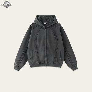 Sudadera con capucha y cremallera para <span class=keywords><strong>hombre</strong></span>, personalizada con gráficos, de algodón grueso (50%), holgada, tallas grandes, venta al por mayor - Product Image 6