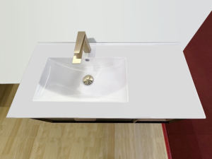 Meuble-lavabo flottant moderne à suspension murale en MDF miroir rectangulaire à LED personnalisé pour salle de bain - Product Image 4