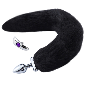Deformable Replatable Fox Tail Butt Plug para parejas coqueteo Cosplay Animal Fox Tail Ears Set Sin vibrador Metal Anal Butt Plug - Product Image 4